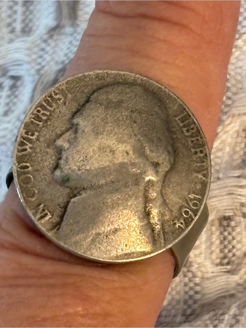 Silver-Tone 1964 Nickel Coin Ring